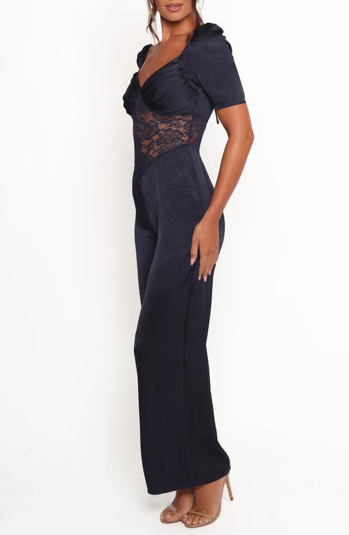 Petal And Pup Petal & Pup Milana Lace Inset Satin Jumpsuit In Black