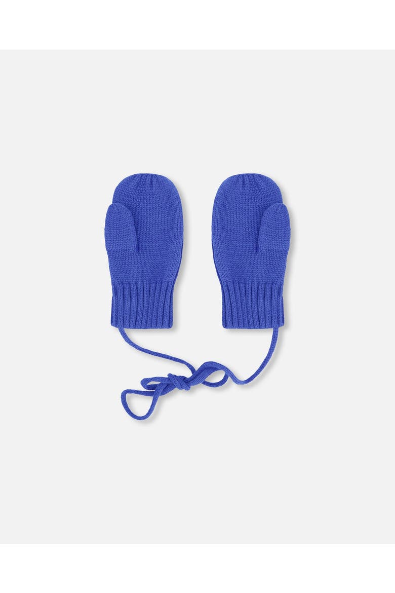 Boy Rib Knit Mittens with Cord, Alternate, color, Royal Blue