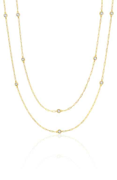 Crislu Aura Cubic Zirconia Station Necklace in 18Kyg/Clear Stone  product