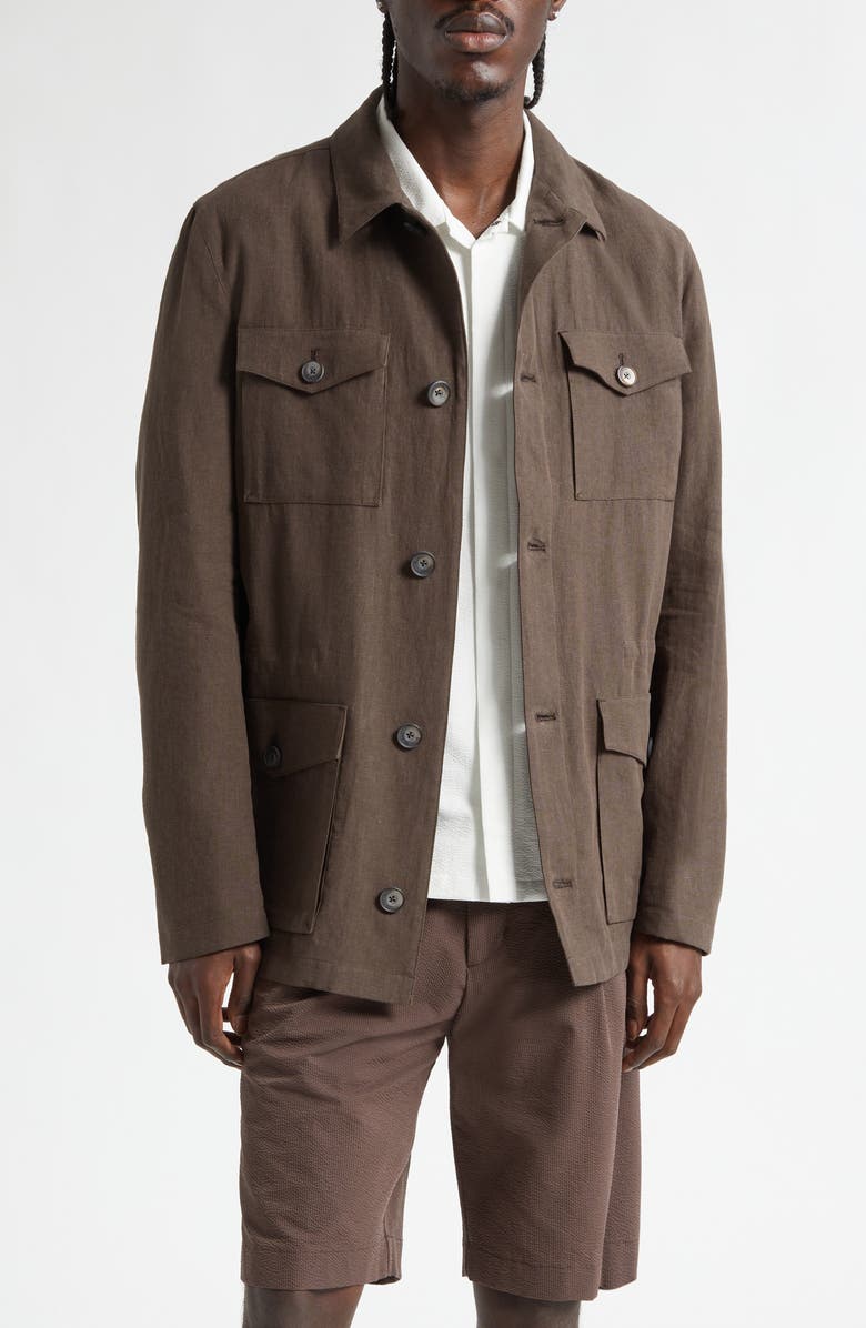 Herno Linen & Cotton Poplin Field Jacket, Main, color, 8800 Chocolate
