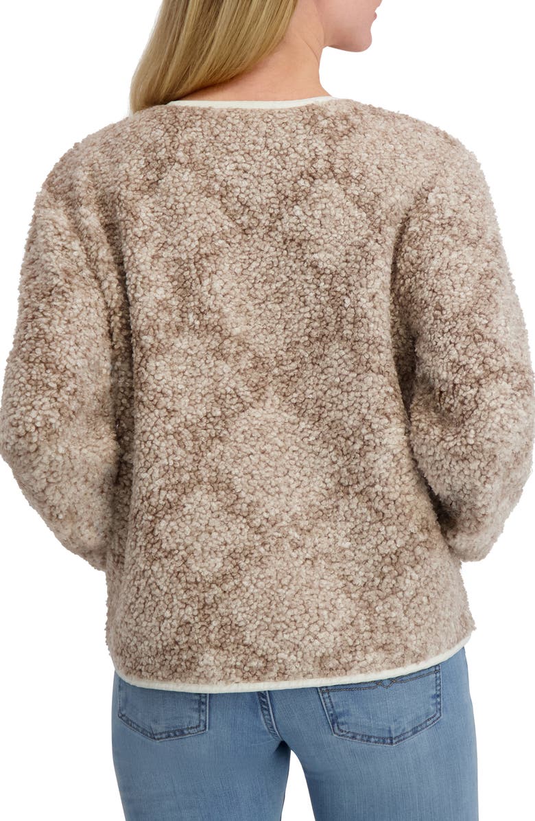Lucky Brand Faux Shearling Button Front Jacket, Alternate, color, Neutral Multi