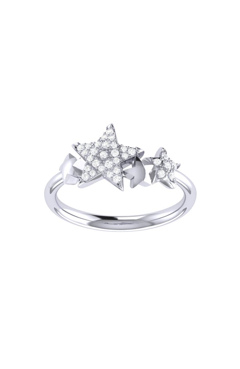 LuvMyJewelry Dazzling Star Cluster Sterling Silver Diamond Ring, Main, color, Silver