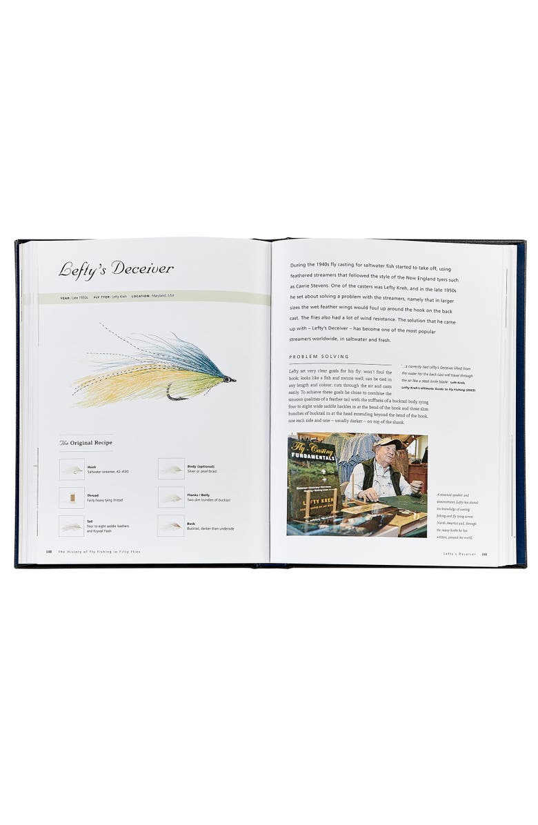 Graphic Image The History of Fly Fishing in Fifty Flies Leather Edition, Alternate, color, Navy