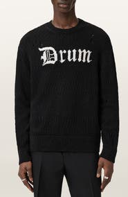 AllSaints Drum Roll Intarsia Cotton Crewneck Sweater