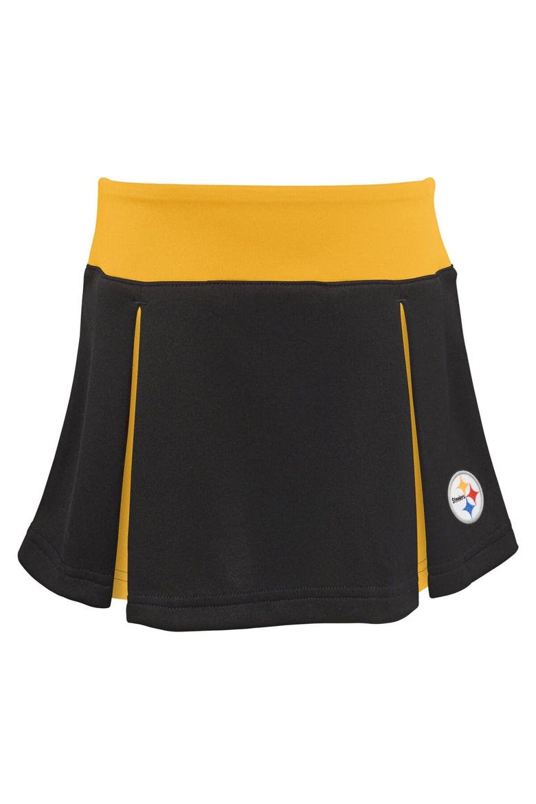 Girls Toddler Black Pittsburgh Steelers Spirit Cheer Three-Piece Cheerleader Set, Alternate, color, Black