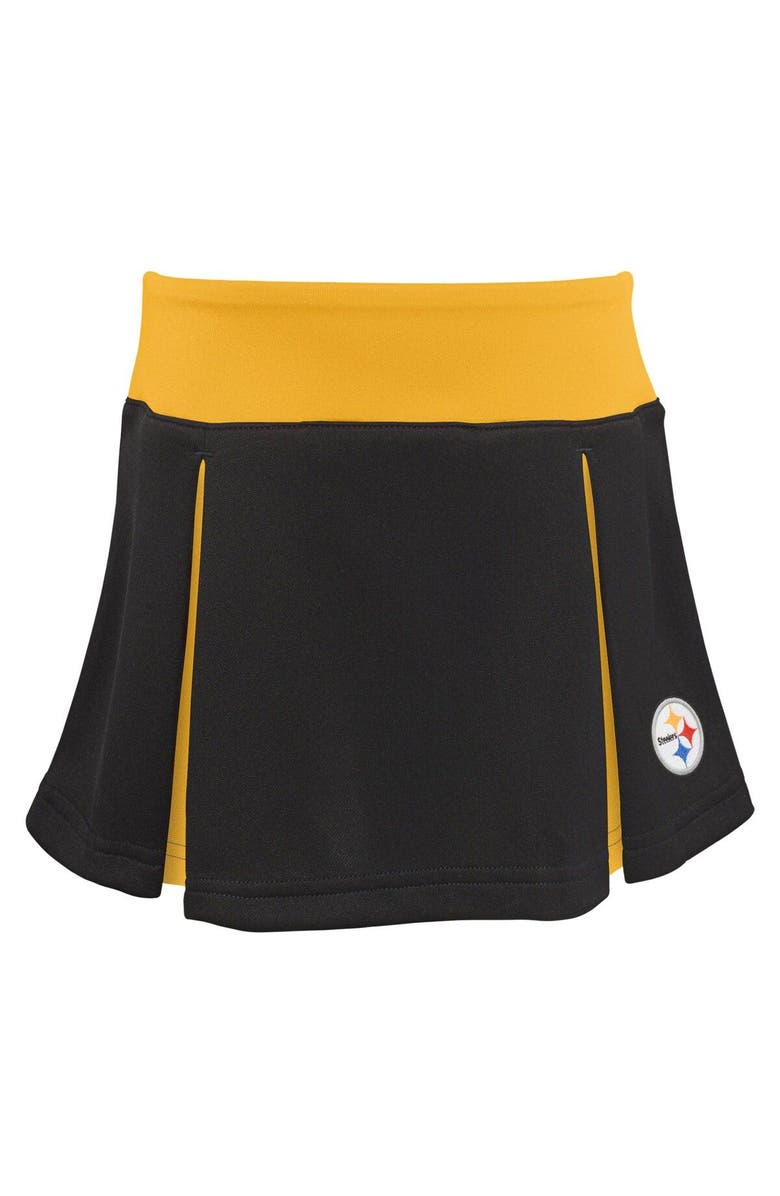 Outerstuff Girls Toddler Black Pittsburgh Steelers Spirit Cheer Three-Piece Cheerleader Set, Alternate, color, 