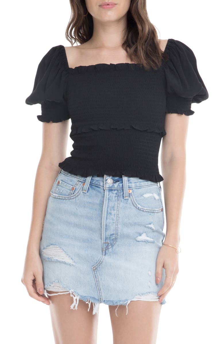 ASTR the Label Glenna Smocked Puff Sleeve Top, Main, color, 