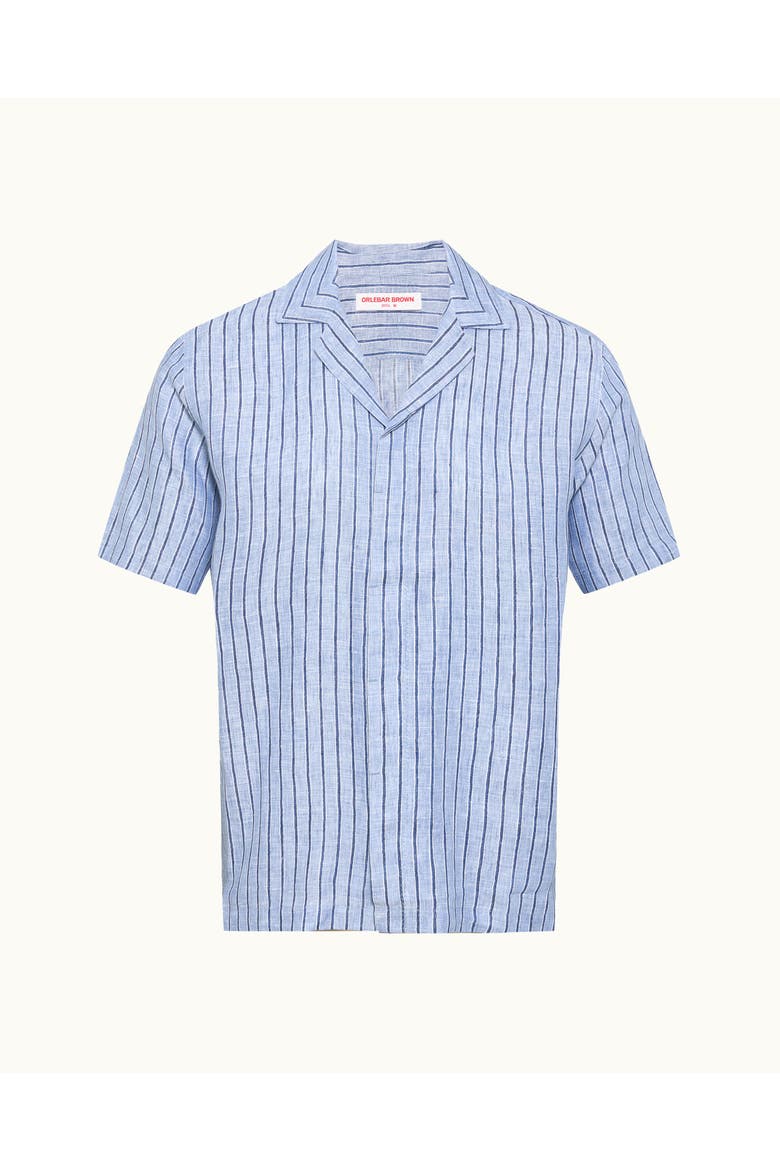 Maitan Lino Relaxed Fit Linen Stripe Shirt, Alternate, color, Bergamo Blue Stripe