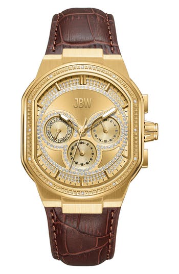 Jbw Men's Orion Diamond Watch In 18k Gold/burgundy