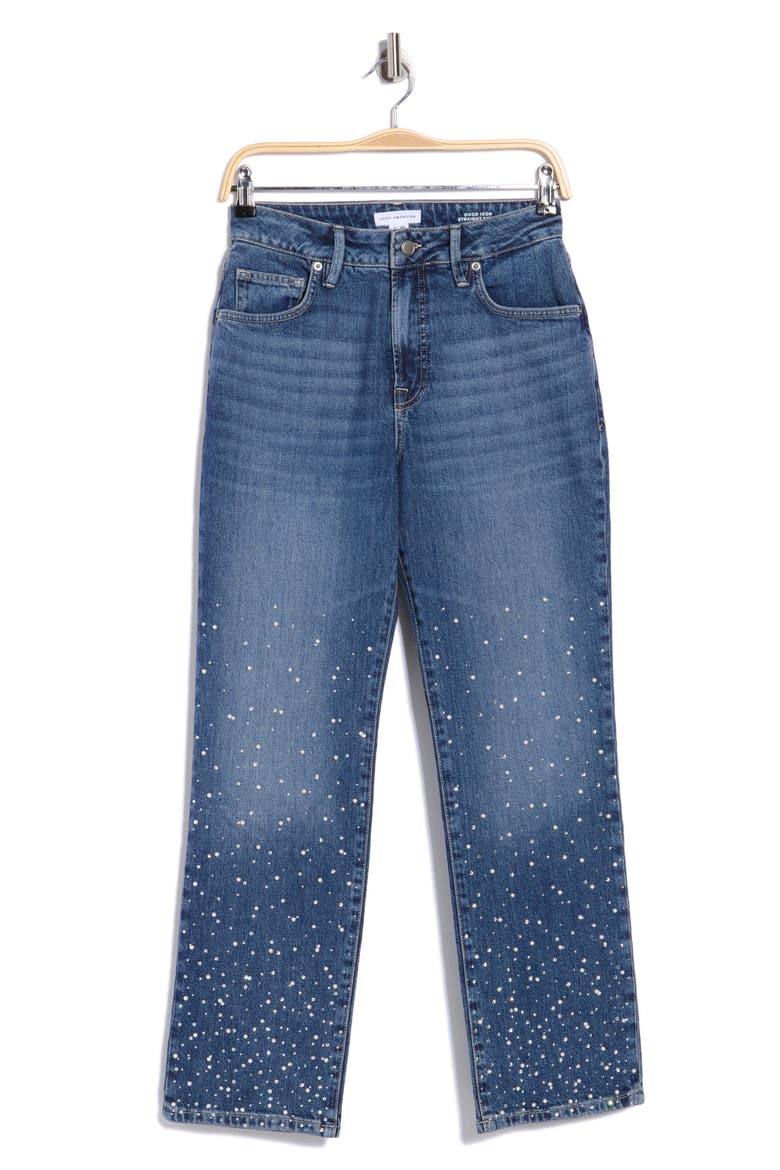 Good Icon Embellished Straight Leg Jeans, Alternate, color, INDIGO1186