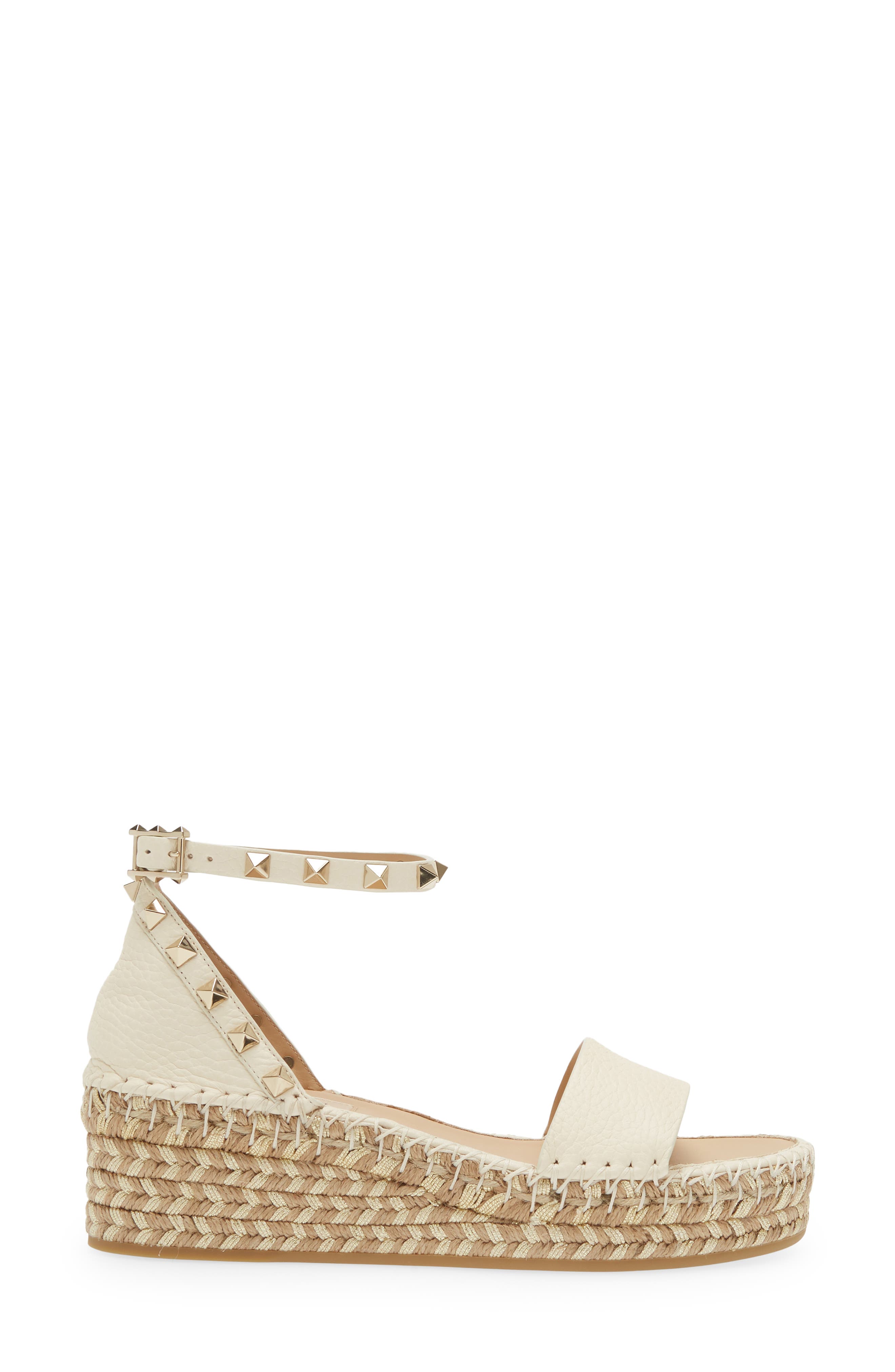 Valentino Garavani Rockstud Espadrille Platform Sandal, Alternate, color, 