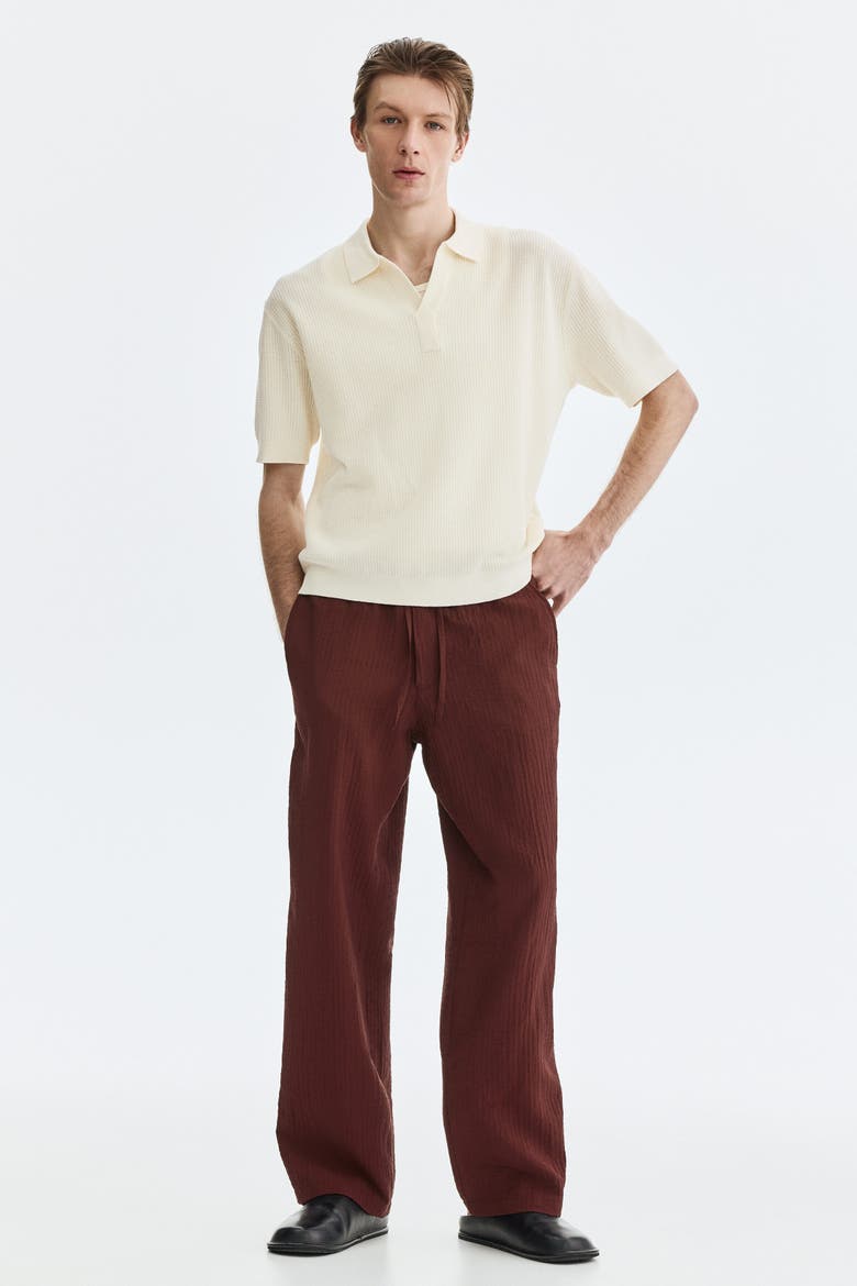 Regular Fit Cable-knit Polo Shirt, Main, color, Cream
