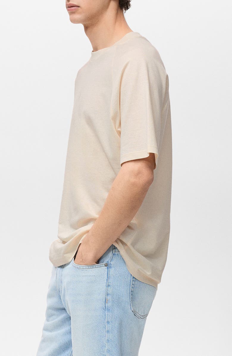 MANGO Relaxed Fit Cotton & Linen Raglan T-Shirt, Alternate, color, Sand