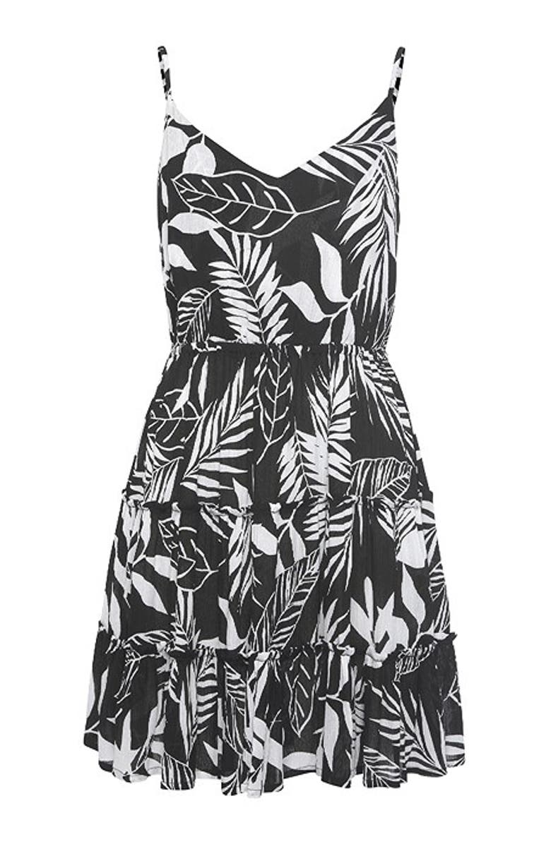 LASCANA Women's Printed Tiered Sundress, Alternate, color, Black & White