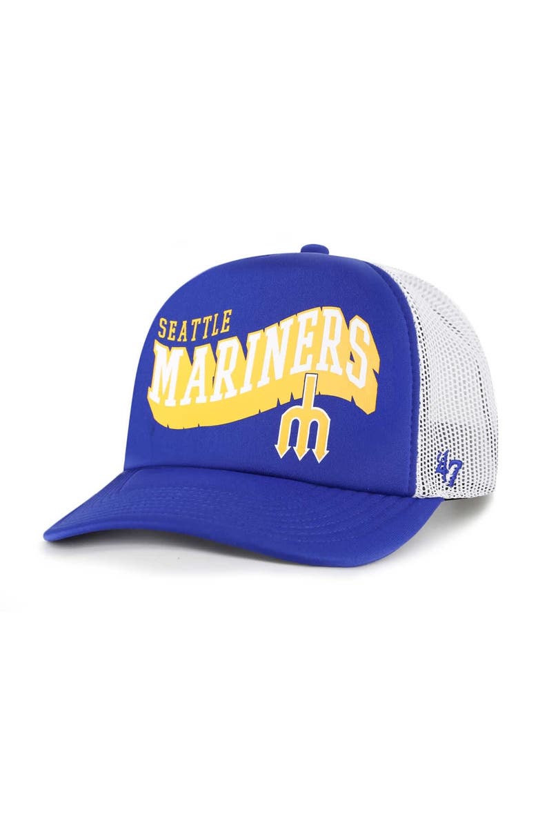 '47 Men's '47 Royal Seattle Mariners Meander Foam Trucker Snapback Hat, Main, color, Royal