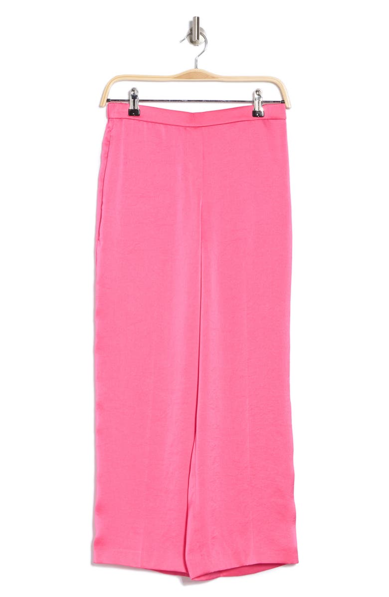 Theory Crushed Satin Wide Leg Crop Pants, Alternate, color, Pink Azalea