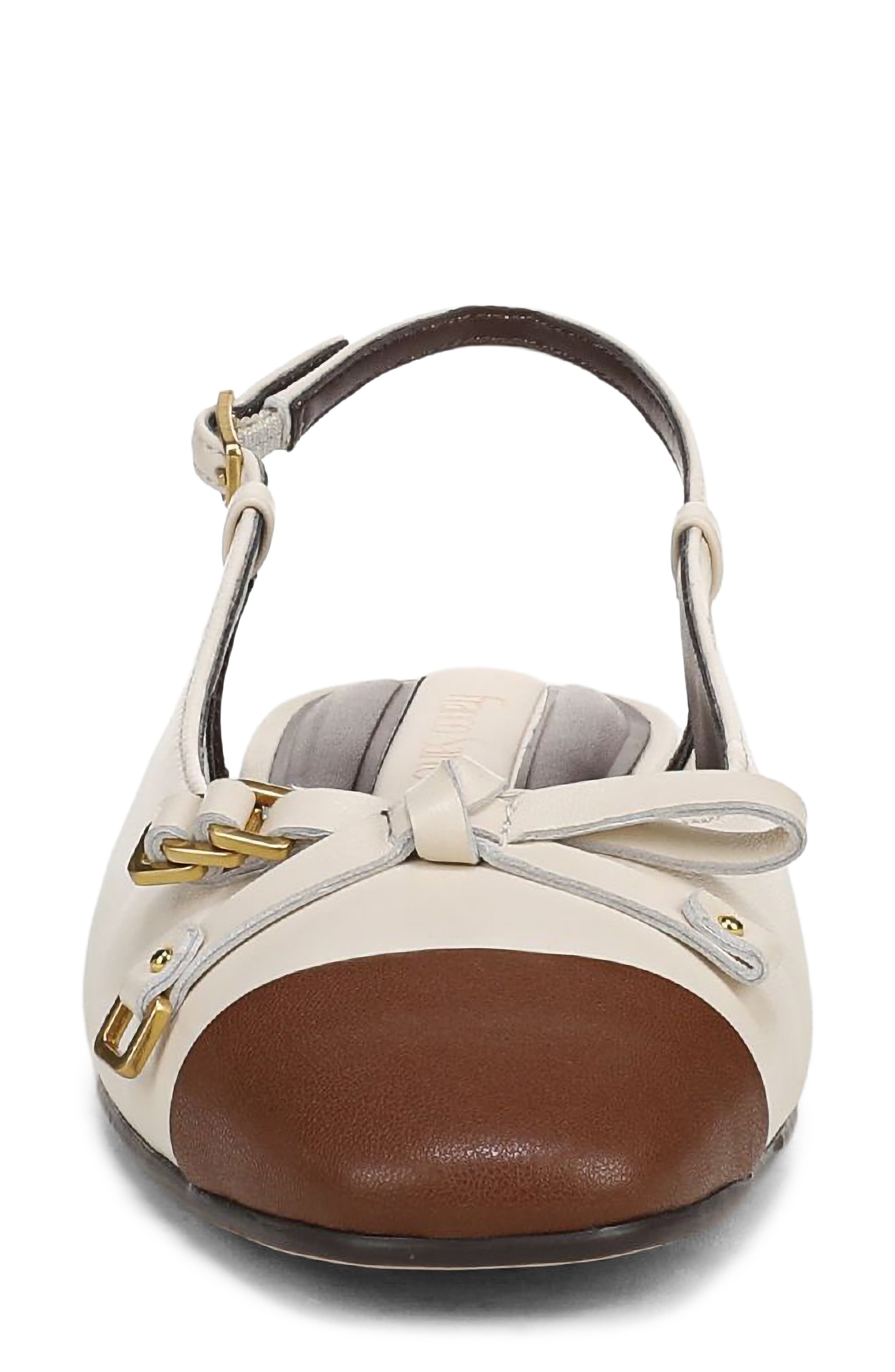 Ethel Slingback Flat, Alternate, color, WHITE LEATHER