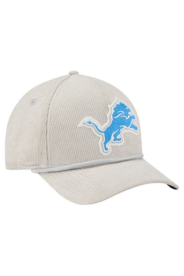 Men's New Era Silver Detroit Lions Cord Corduroy 9FORTY A-Frame Adjustable Hat, Alternate, color, Silver