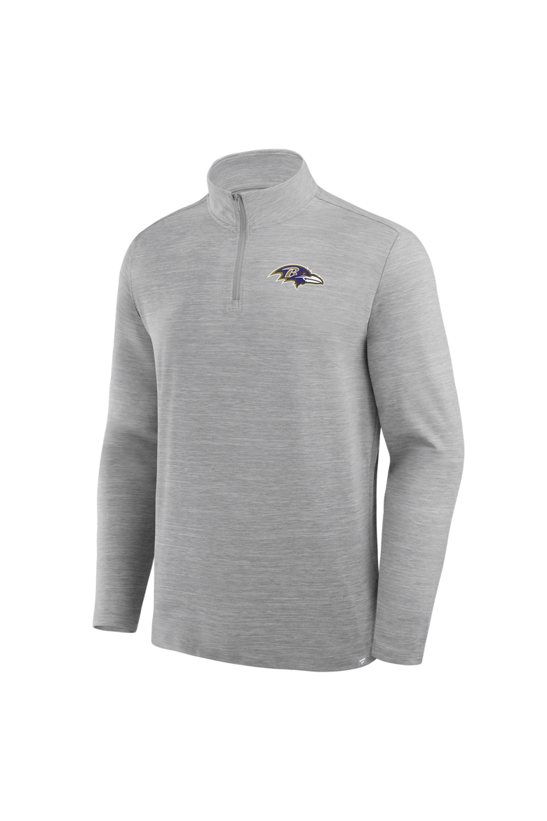 Men's Fanatics Heather Gray Baltimore Ravens Clutch Quarter-Zip Pullover, Alternate, color, Heather Gray