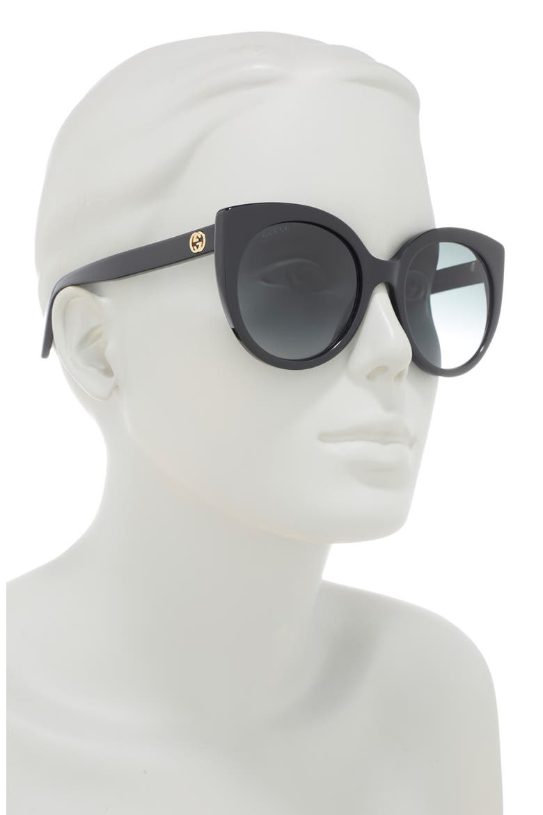 55mm Gradient Cat Eye Sunglasses, Alternate, color, BLACK BLACK GREY