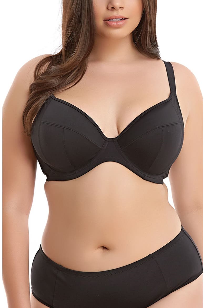 Essentials Underwire Plunge Bikini Top, Main, color, BLACK