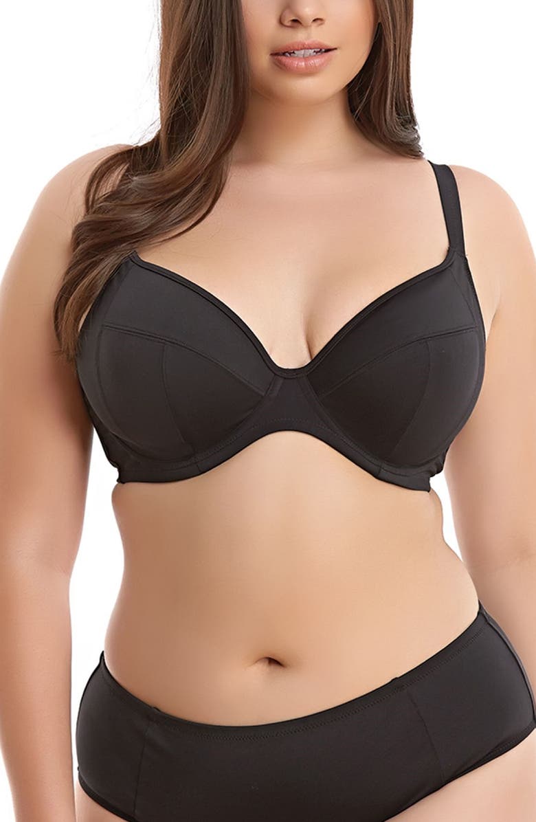 Elomi Essentials Underwire Plunge Bikini Top, Main, color, 