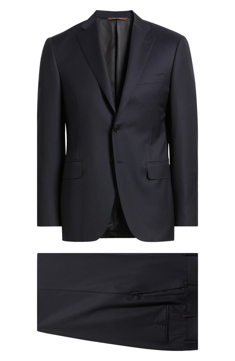 Canali Siena Regular Fit Navy Pinstripe Wool Suit, Main, color, 