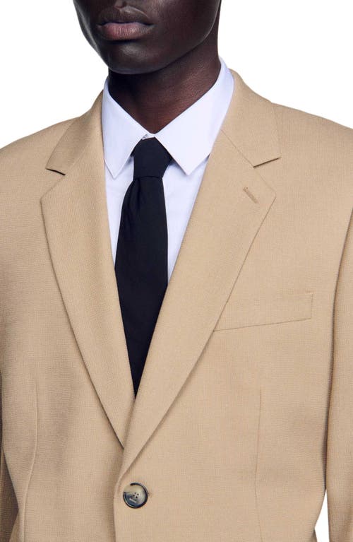 Sandro Wool Suit Jacket In Beige