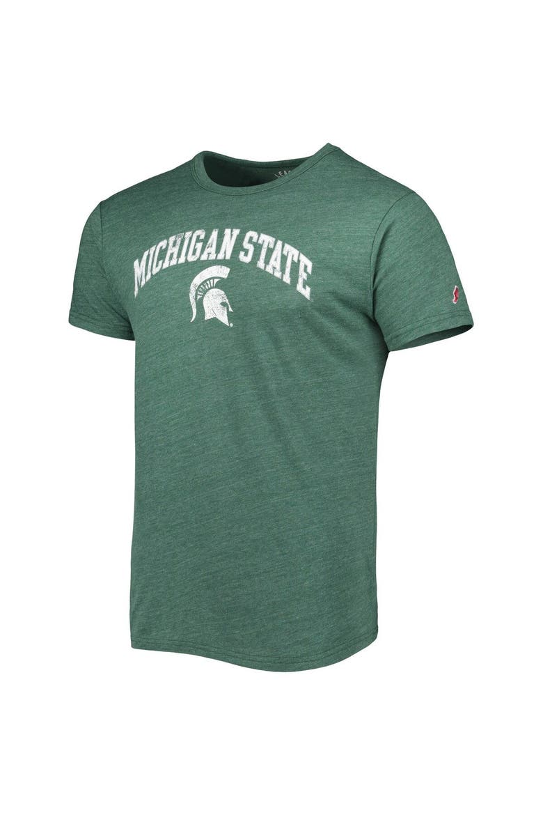 Men's League Collegiate Wear Heather Green Michigan State Spartans 1965 Arch Victory Falls Tri-Blend T-Shirt, Alternate, color, Heather Green
