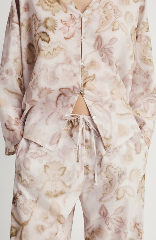 Mango Floral Pajama Pants In Light/pastel Grey