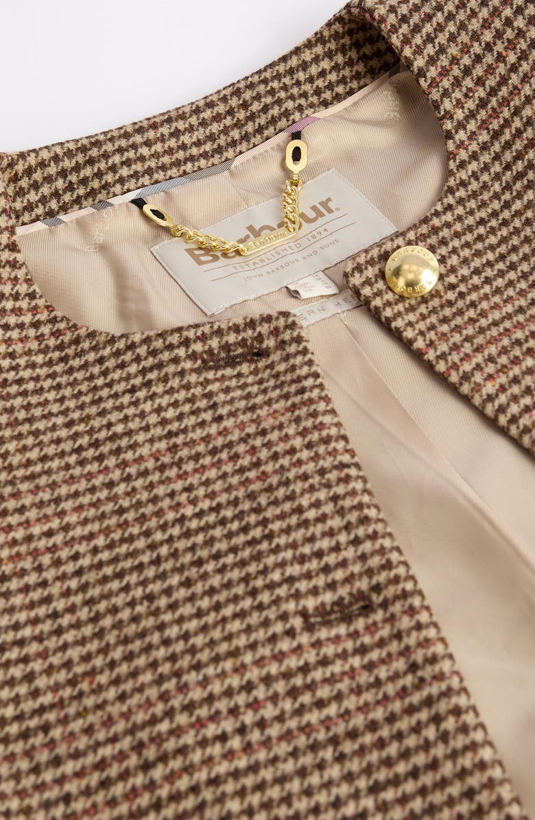 Barbour Corina Houndstooth Wool Jacket, Alternate, color, Brown/ Orange Check