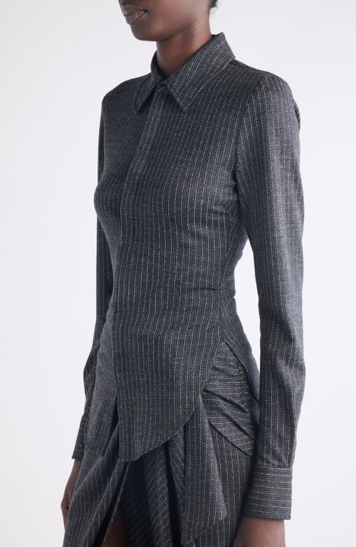 Isabel Marant Romeo Pinstripe Virgin Wool Blend Button-up Shirt In Black