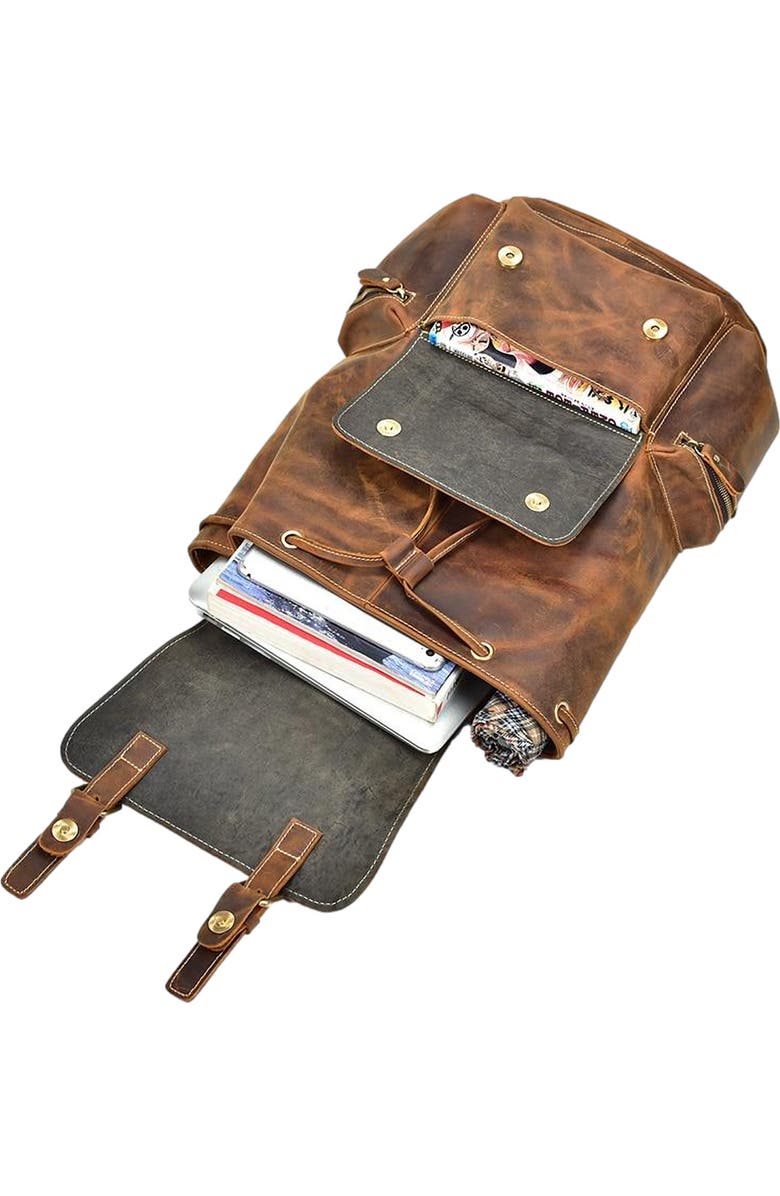 STEEL HORSE LEATHER The Hagen Backpack | Vintage Leather Backpack, Alternate, color, Brown