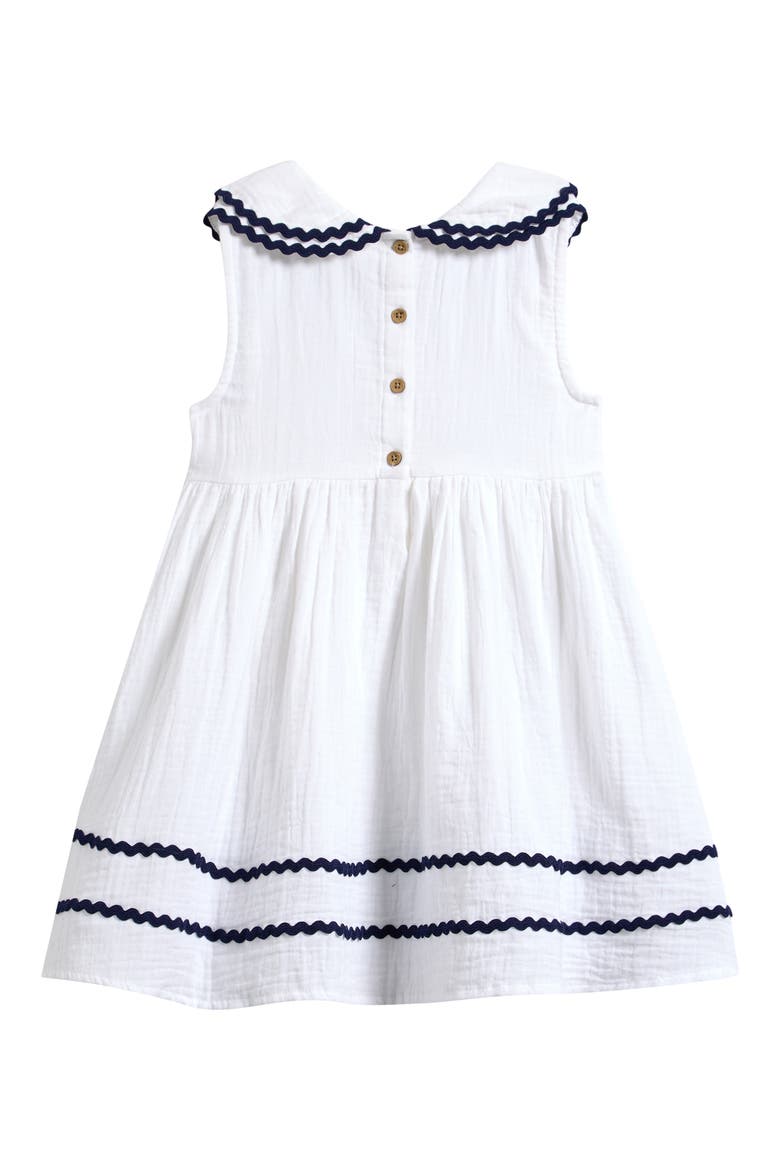 Kids' Frill Collar Cotton Gauze Dress, Alternate, color, WHITE