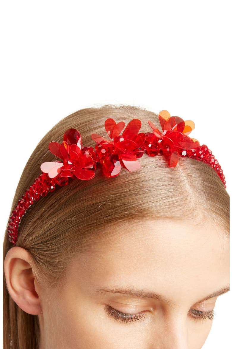 Crystal Tiara Headband, Alternate, color, RED