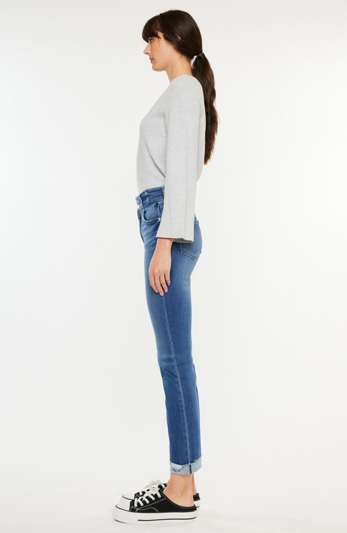 Kancan Esme Essentials High Rise Slim Straight Leg Jeans In White