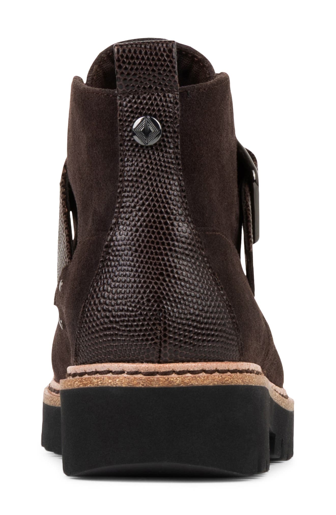 Halina Leather Monk Strap Bootie, Alternate, color, DARK BROWN