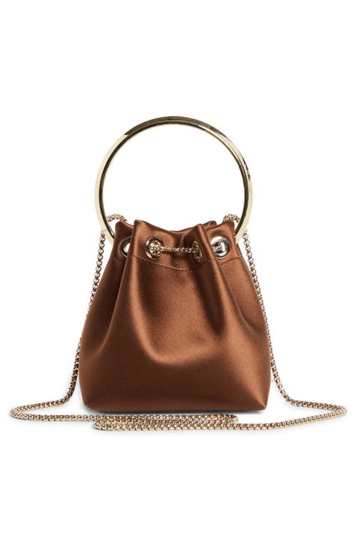 Jimmy Choo Bon Bon Satin Top Handle In Brown