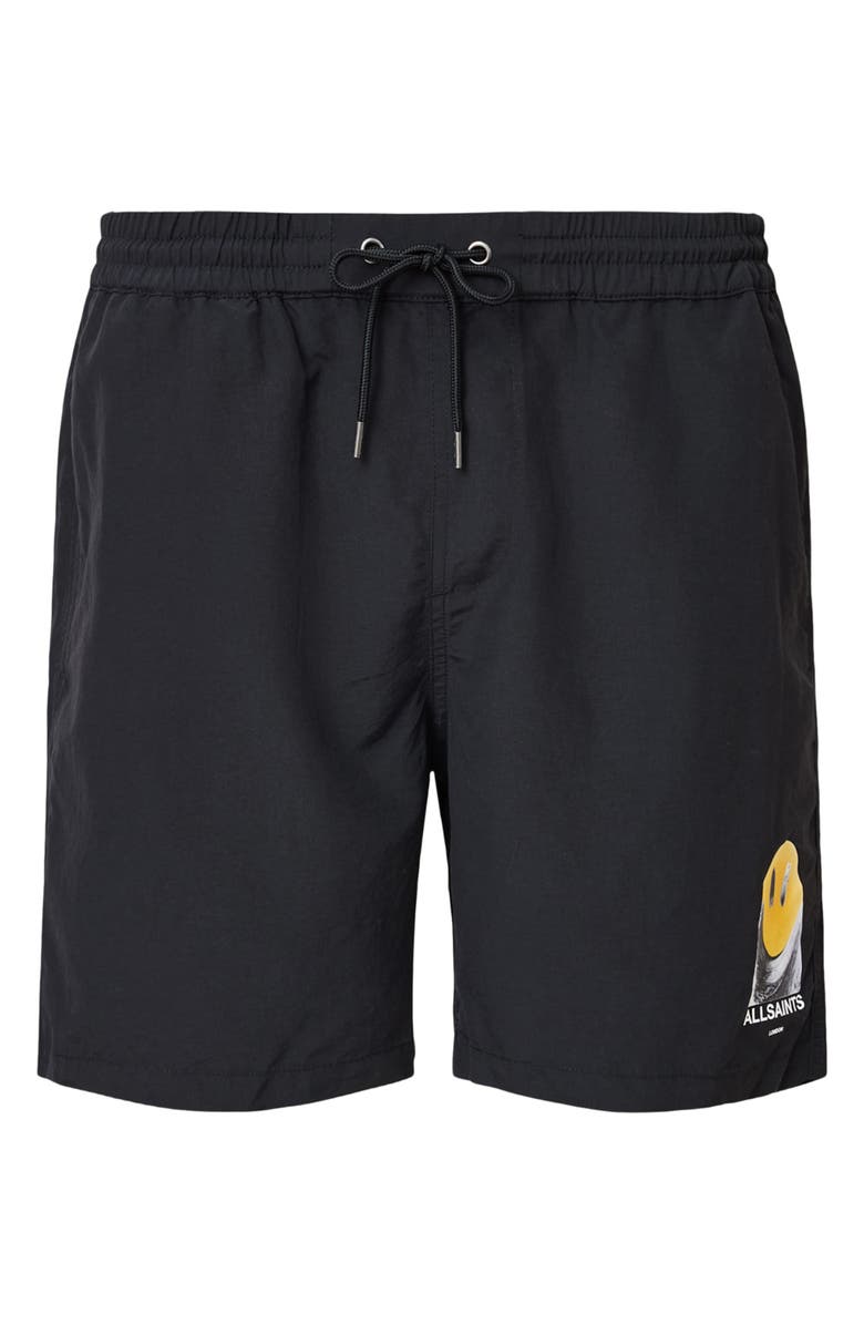 AllSaints Party Wave Swim Trunks, Alternate, color, Jet Black