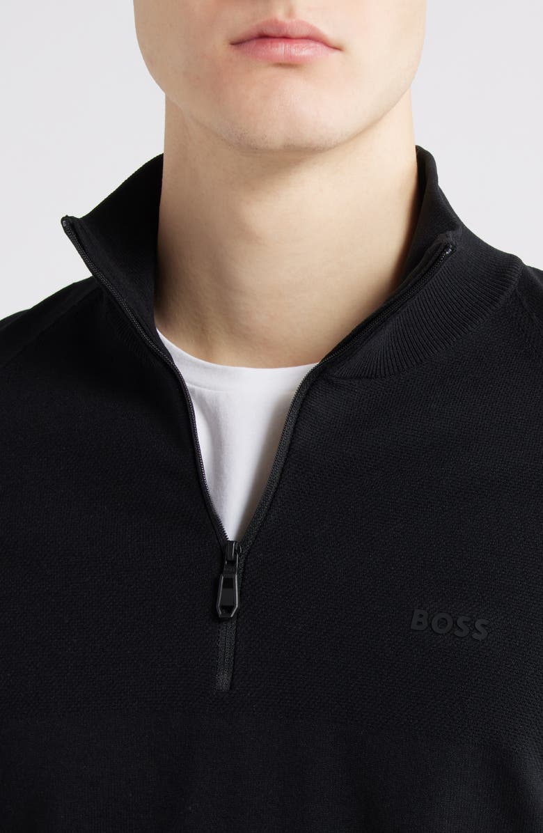 BOSS Seamless Tech Quarter Zip Stretch Sweatshirt, Alternate, color, Black