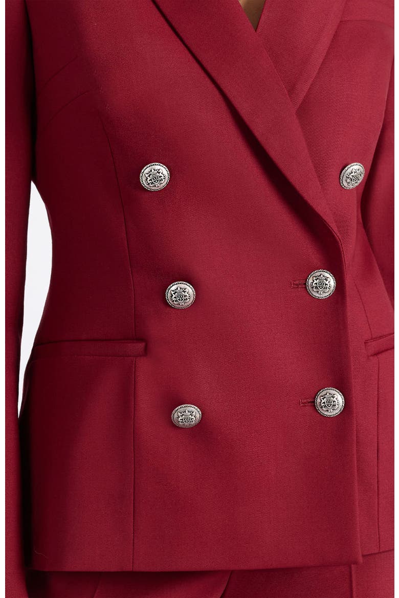 Quinn Double Breasted Jacket in Lightweight Virgin Wool Stretch, Alternate, color, BORDEAUX