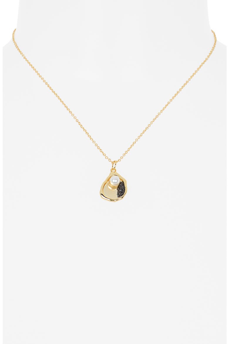 Oyster Shell Faux Pearl Pendant Necklace, Alternate, color, GREY- WHITE- GOLD