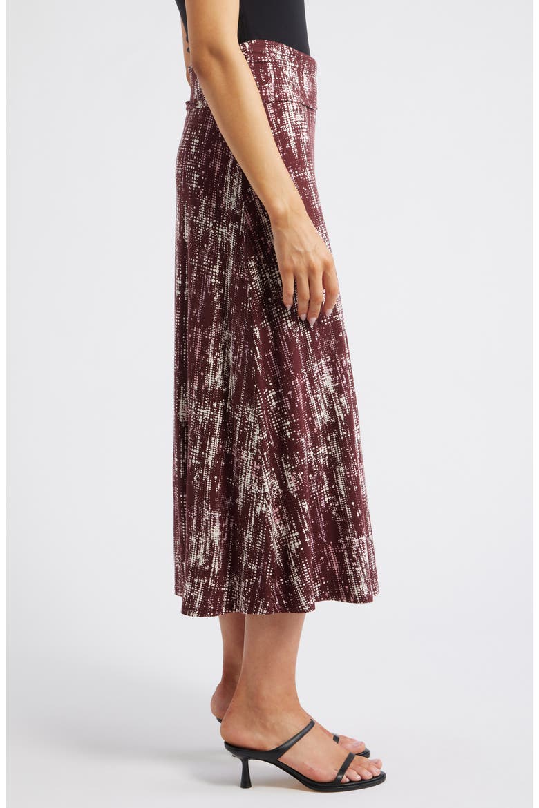 Roll Top Printed Maxi Skirt, Alternate, color, BURGUNDY