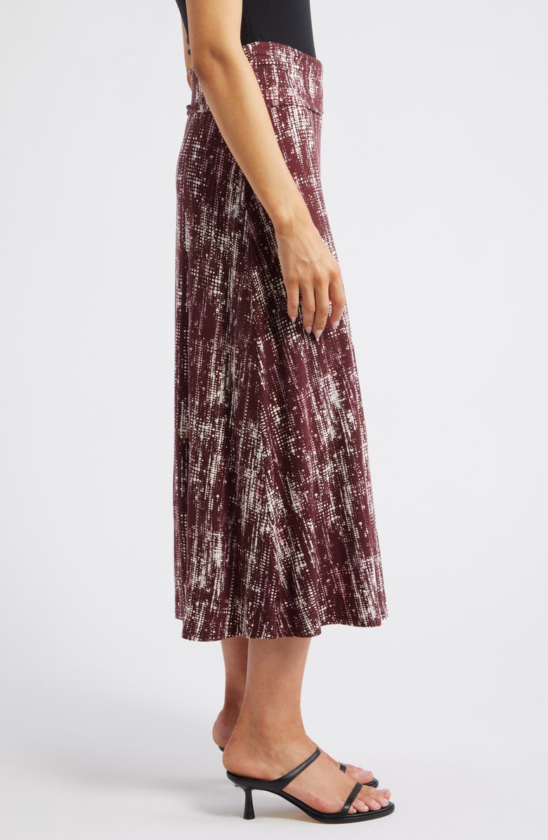 Loveappella Roll Top Printed Maxi Skirt, Alternate, color, Burgundy