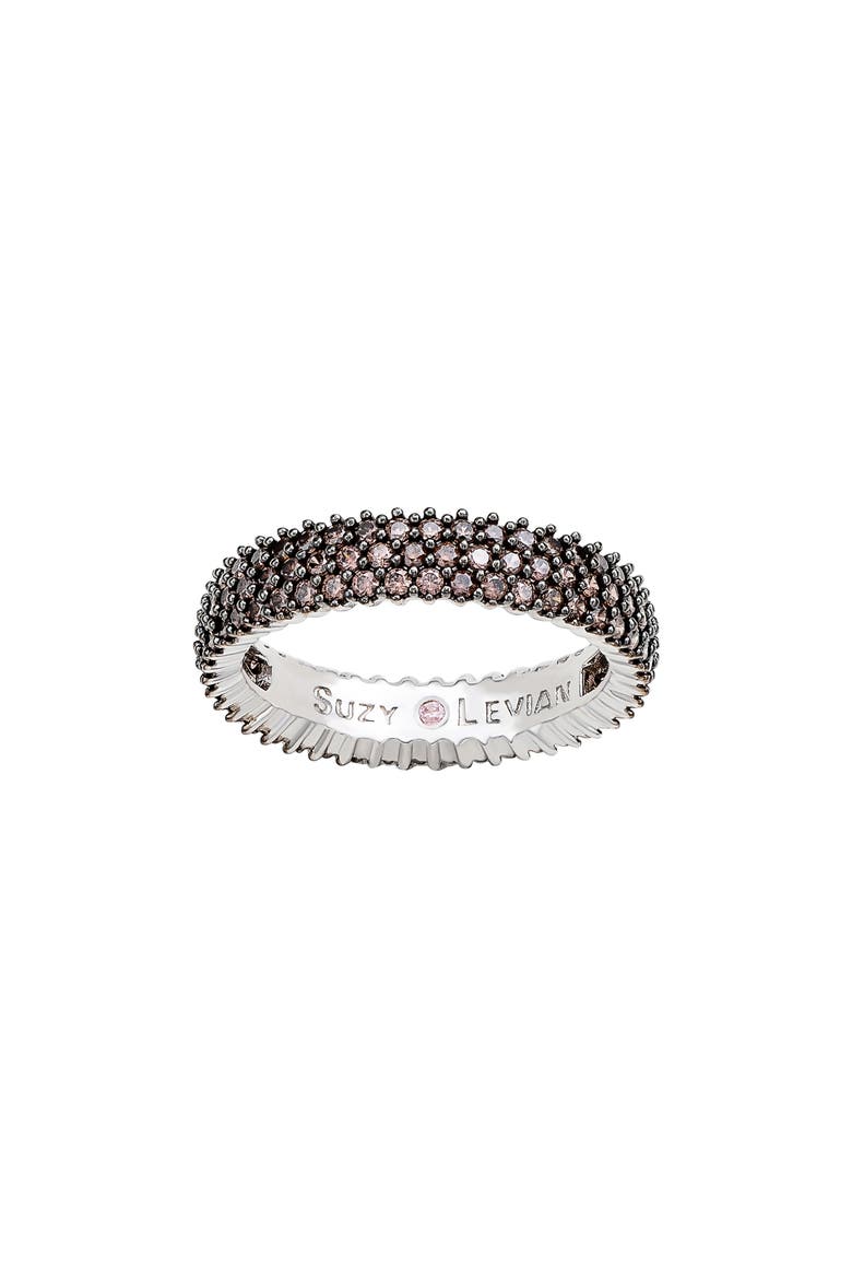 Pavé Brown Cubic Zirconia Eternity Band Ring, Alternate, color, WHITE/BROWN