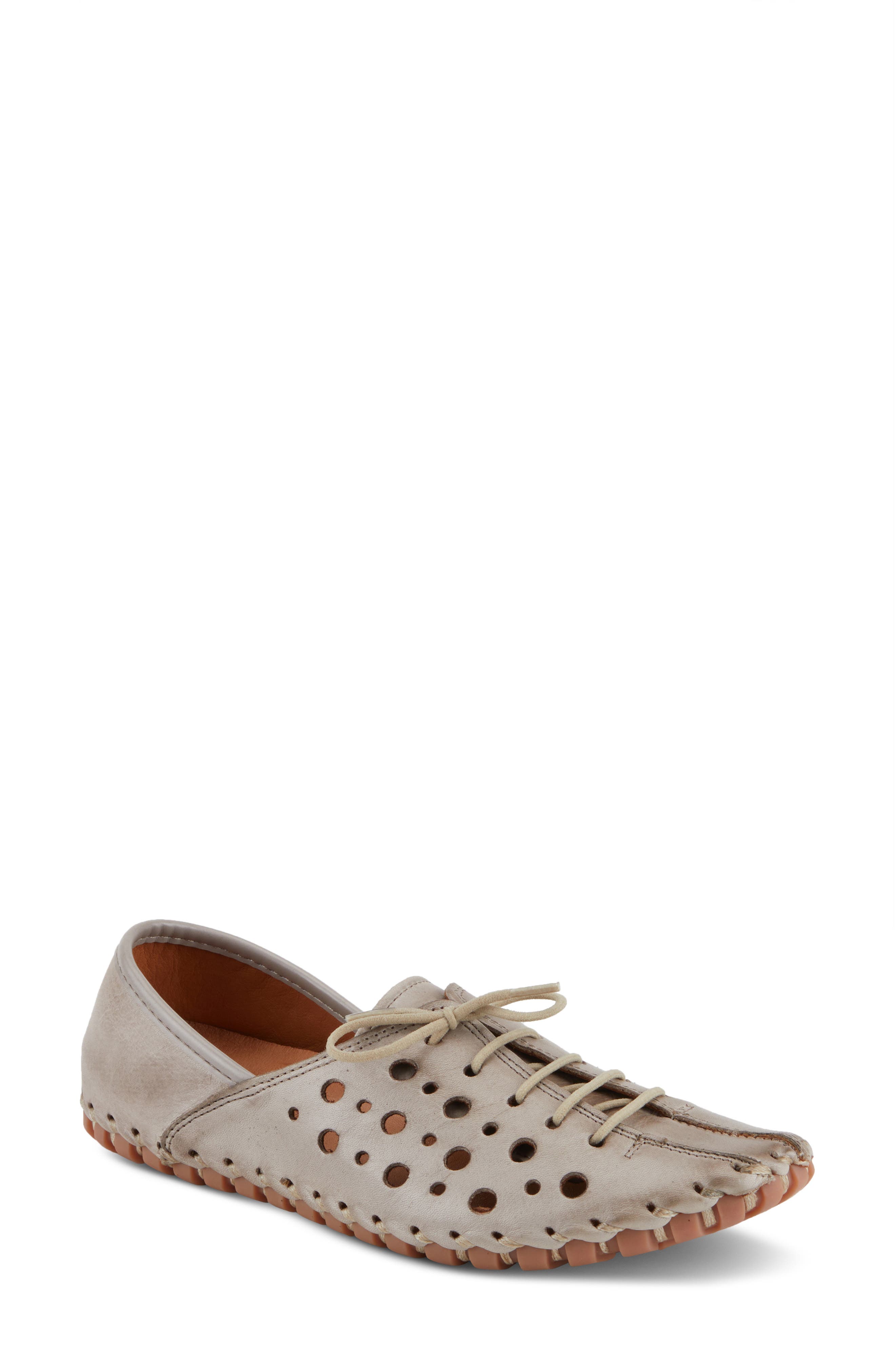 Spring Step Moonwalk Perforated Leather Shoe, Main, color, Grey