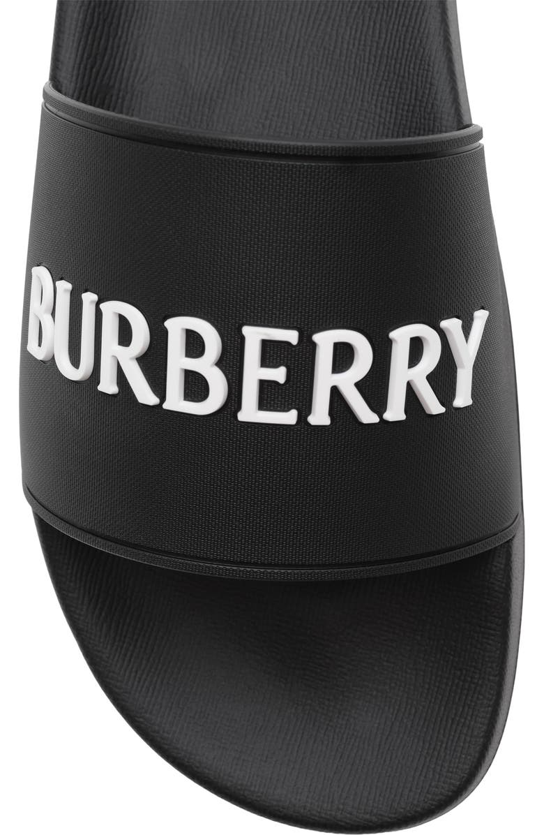 Burberry Logo Slides, Alternate, color, Black/White