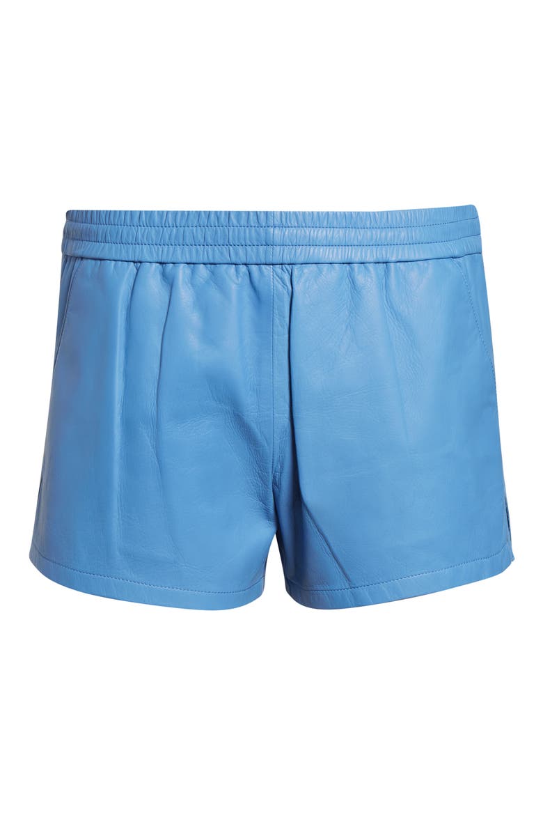 Lightweight Leather Shorts, Alternate, color, AZURE BLUE