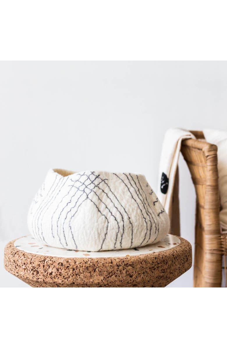 kanju Interiors White Ghana Wool Linear Basket, Alternate, color, White - Large