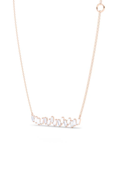 Baguette Lab Created Diamond Bar Pendant Necklace